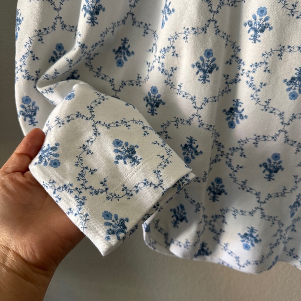NWT Hill House the charlotte sleep tee blue white floral size large - Picture 6 of 6